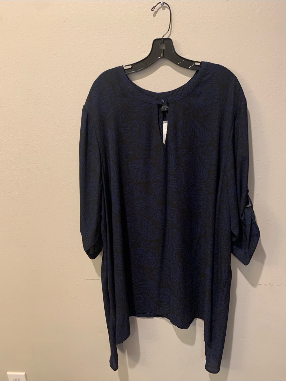 torrid Navy/Black Subtle Print Roll-Tab Tunic